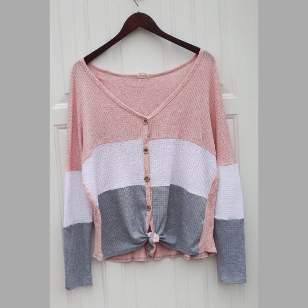 🌼Bibi waffle knit button down sweater